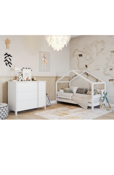 WHITE YappyHytte Namo Formos Lova ir YappyClassic komoda