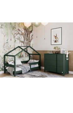 GREEN YappyHytte Namo Formos Lova ir YappyClassic komoda